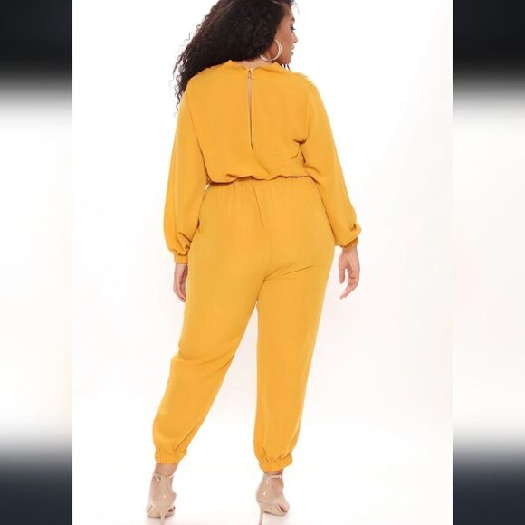 NWT Fashion Nova Stroll at the Plaza Jumpsuit. Mustard Yellow XL - Picture 12 of 16